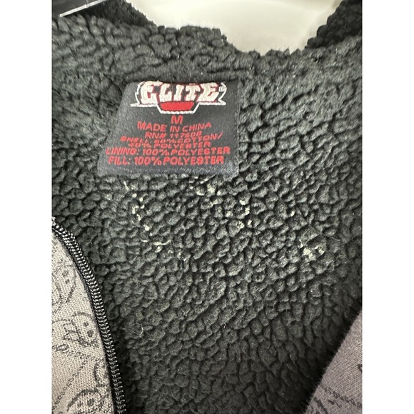 MMA Elite Hoodie Sherpa Lined Grunge Full Zip Y2K Alt Punk Skull Emo Mens Medium - Picture 11 of 16